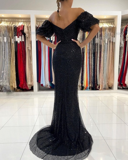 Bmbridal Off-the-Shoulder Black Sequins Prom Dress Mermaid With Split_3