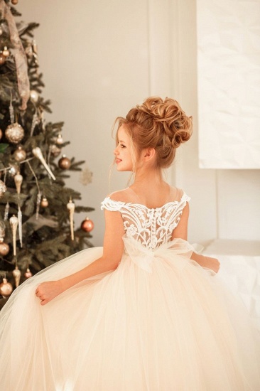 BMbridal Cute Lace Tulle Flower Girl Dress Cap Sleeves_6