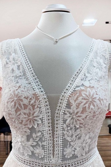 BMbridal Beautiful Lace Appliques Tulle A-Line Wedding Dresses_6