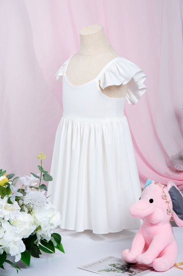 BMbridal White Cap Sleeve Little Flower Girl Dress Online_5