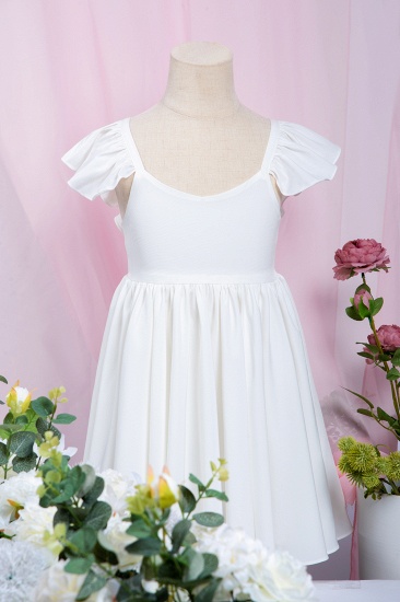 BMbridal White Cap Sleeve Little Flower Girl Dress Online_6
