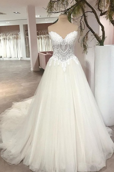 Bmbridal Sweetheart Princess Wedding Dress Tulle Lace Bridal Gown_1