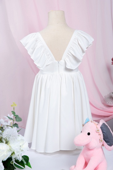 BMbridal White Cap Sleeve Little Flower Girl Dress Online_4