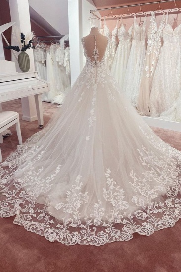 BMbridal Lace Cap Sleeve Wedding Dress Princess Bridal Gown_3