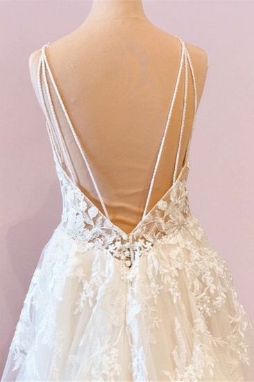 BMbridal Elegant Spaghetti-Straps Sleeveless Tulle Lace Wedding Dress Online_5