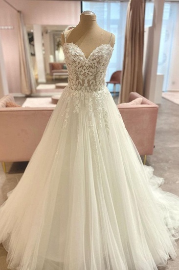 Bmbridal Sweetheart Lace Wedding Dress Tulle Long Bridal Gown_2
