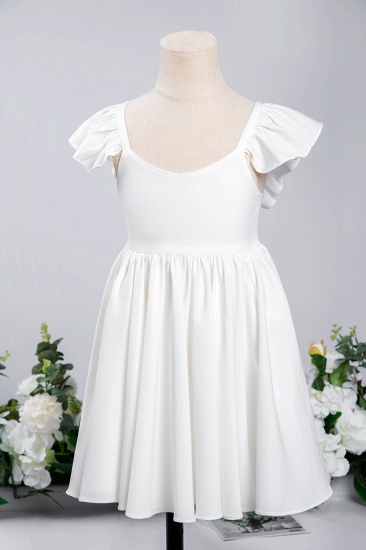 BMbridal White Cap Sleeve Little Flower Girl Dress Online_7