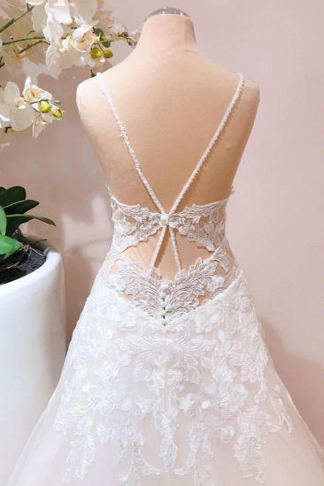Bmbridal A-Line Lace Appliques Wedding Dress Tulle Bridal Gown_4