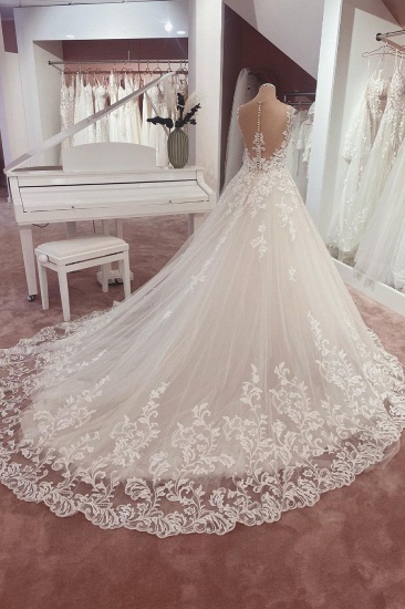 BMbridal Lace Cap Sleeve Wedding Dress Princess Bridal Gown_3