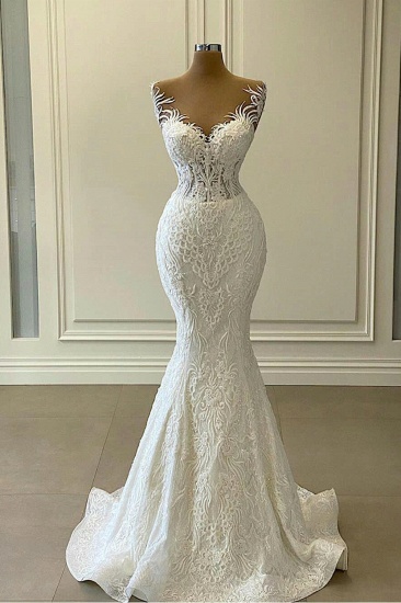 Bmbridal Lace Mermaid Wedding Dress Long With Detachable Skirt_3
