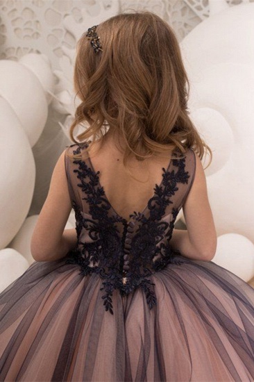 BMbridal Black Lace Princess Ball Gown Flower Girl Dress_5