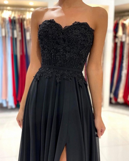 Bmbridal Black Sweetheart Long Prom Dress With Split_7