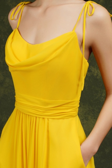 Bmbridal Spaghetti-Straps Yellow Bridesmaid Dress Chiffon With Slit_10