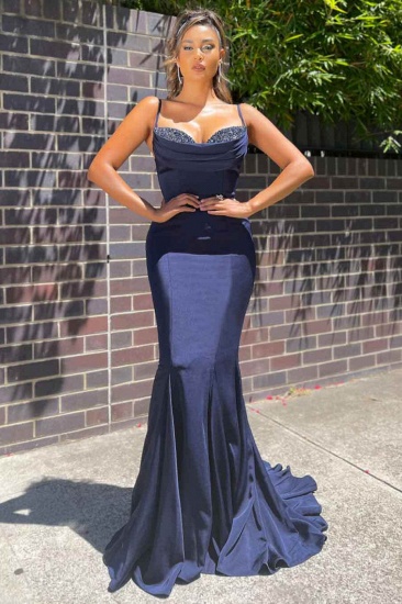 Bmbridal Spaghetti-Straps Mermaid Prom Dress Long Sleeveless With Sequins_3