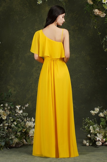 Bmbridal One Shoulder Ruffles Bridesmaid Dress Long With Slit_19