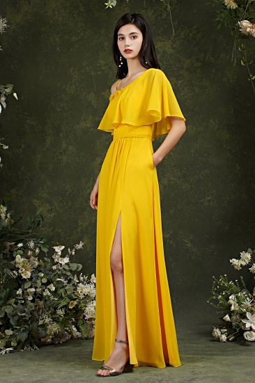 Bmbridal One Shoulder Ruffles Bridesmaid Dress Long With Slit_15