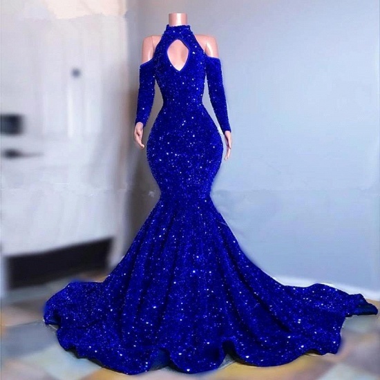 Bmbridal Royal Blue Pailletten Abendkleid Mermaid Long Sleeves Online_1
