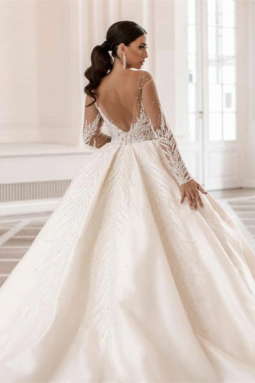 Bmbridal Long Sleeves Delicate Wedding Dress Ball Gown With Beads_4
