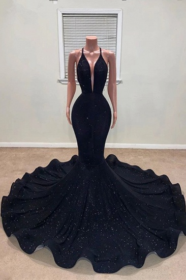 Bmbridal Black Mermaid Prom Dress Sleeveless Spaghetti-Straps_1