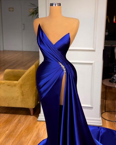 BMbridal Royal Blue Sleeveless Prom Dress Mermaid With Split_3
