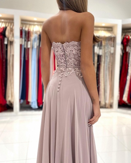 Elegant Sweetheart Floor-length Appliques Lace Prom Dresses with Split_4