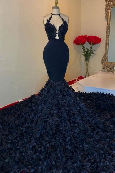 Bmbridal Dark Navy Prom Dress Mermaid Sleeveless With Appliques_2
