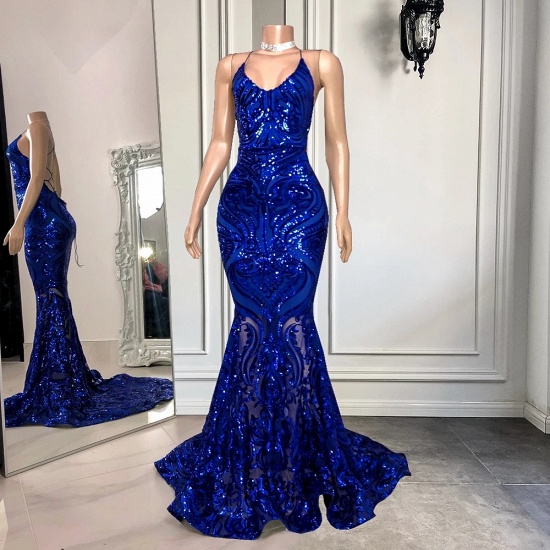 Bmbrdal Royal Blue Sleeveless Prom Dress Mermaid Sequins Online_6