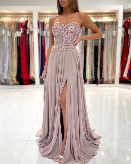 Elegant Sweetheart Floor-length Appliques Lace Prom Dresses with Split_1