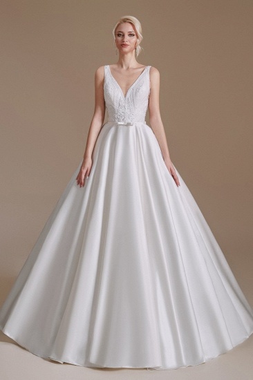 BMbridal V-Neck Sleeveless Wedding Dress Princess Bridal Gowns_2