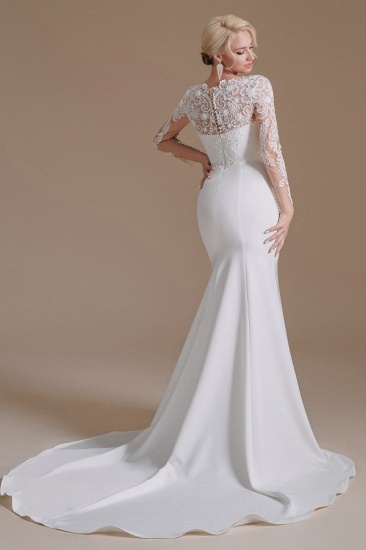 BMbridal Long Sleeves Mermaid Lace Wedding Dress Online_6