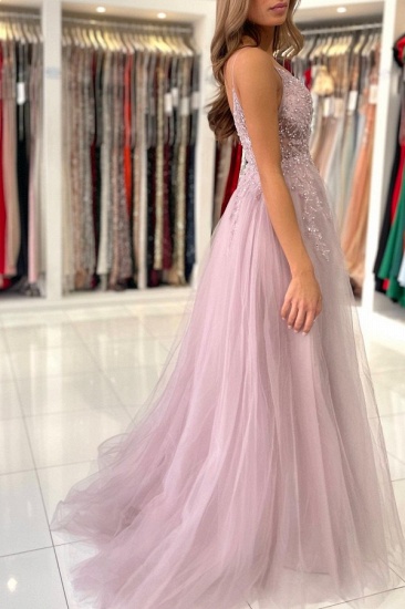 BMbridal Spaghetti-Straps Long Prom Dress Sleeveless Tulle With Beadings_7