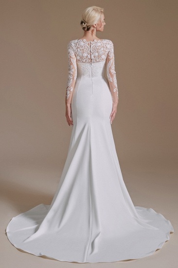 BMbridal Long Sleeves Mermaid Lace Wedding Dress Online_7