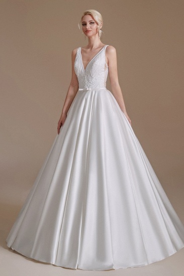 BMbridal V-Neck Sleeveless Wedding Dress Princess Bridal Gowns_4