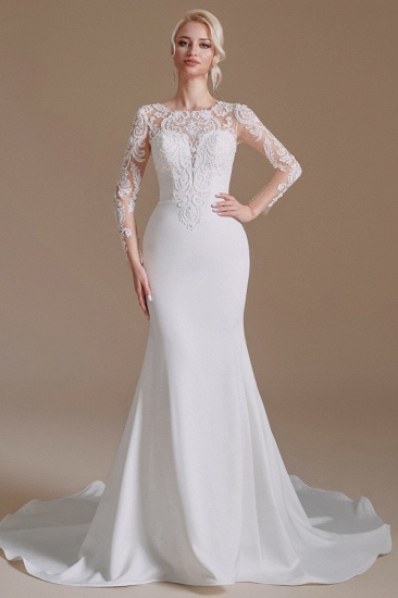 BMbridal Long Sleeves Mermaid Lace Wedding Dress Online_3