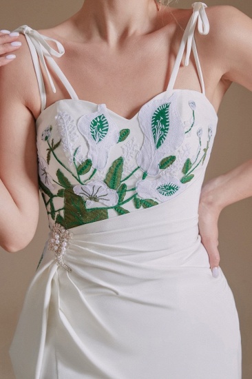 BMbridal Spaghetti-Straps Mermaid Wedding Dress Split With Print_9