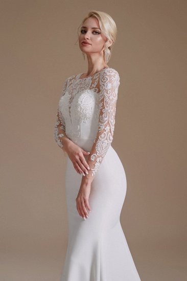 BMbridal Long Sleeves Mermaid Lace Wedding Dress Online_8