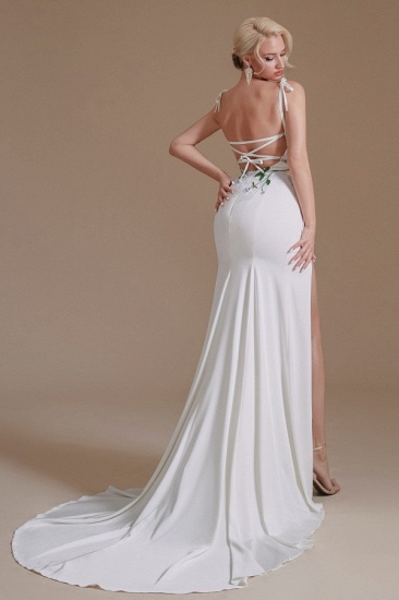 BMbridal Spaghetti-Straps Mermaid Wedding Dress Split With Print_6