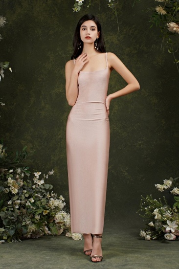 BMbridal Spaghetti-Straps Dusty Pink Bridesmaid Dress Long With Split_6