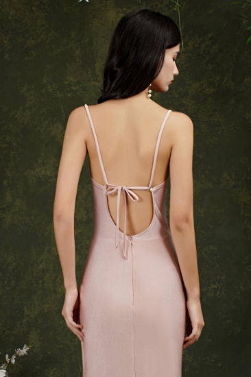 BMbridal Elegant Sleeveless Dusty Pink Prom Dress Sleeveless With Split_8
