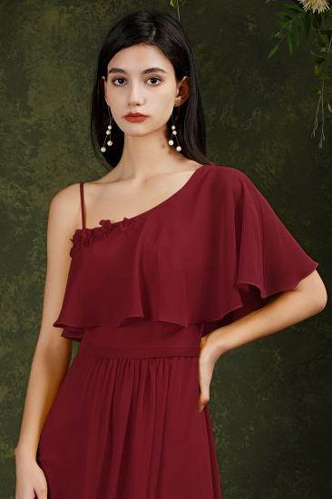 Bmbridal One Shoulder Ruffles Bridesmaid Dress Long With Slit_12