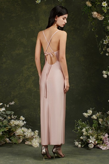 BMbridal Spaghetti-Straps Dusty Pink Bridesmaid Dress Long With Split_3