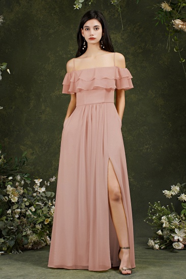 Bmbridal Off-the-Shoulder Bridesmaid Dress Ruffles With Slit_1