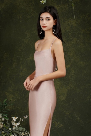 BMbridal Spaghetti-Straps Dusty Pink Bridesmaid Dress Long With Split_7