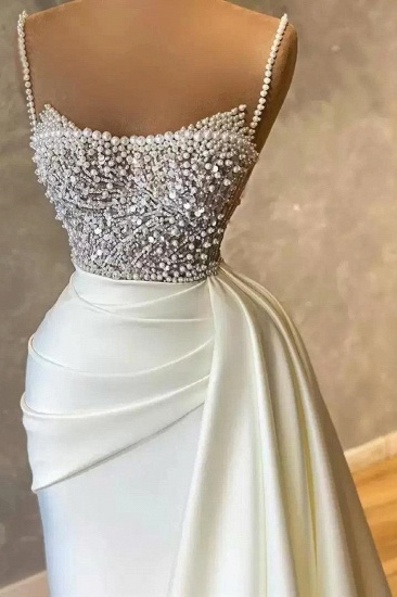 Mermaid Sequins Pearls Prom Dress Sleeveless Evening Maxi Dress With Pearl_3