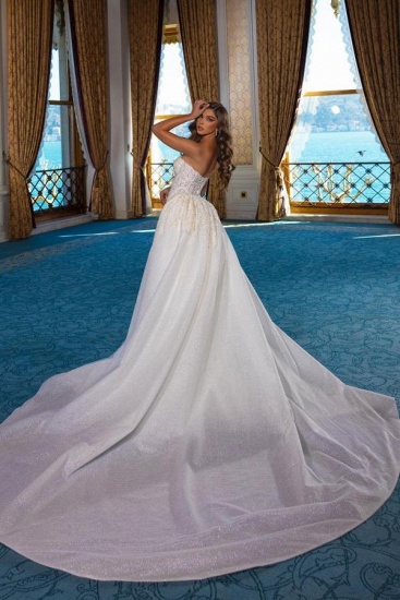BMbridal Lace Mermaid Wedding Dress Strapless Overskirt Online_3