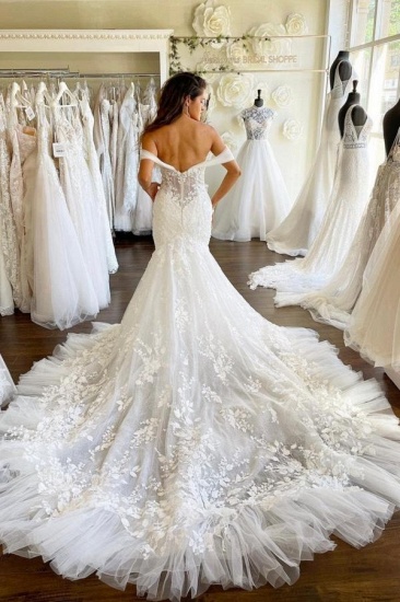 Bmbridal Off-the-Shoulder Mermaid Lace Wedding Dress Long_3