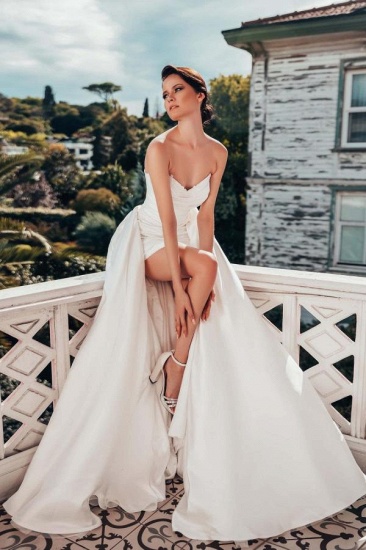 Bmbridal Sweetheart Mermaid Wedding Dress Slit With Detachable Skirt_4