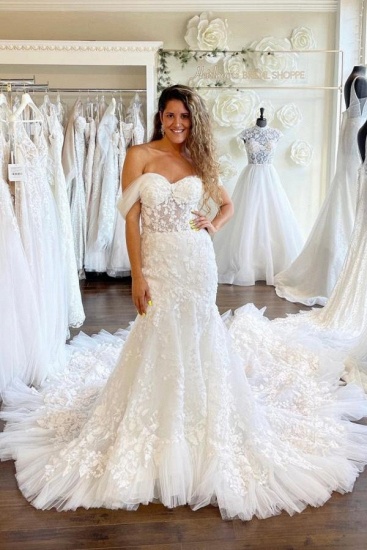 Bmbridal Off-the-Shoulder Mermaid Lace Wedding Dress Long_2