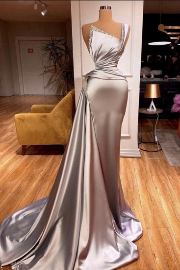 Bmbridal One Shoulder Mermaid Prom Dress Long Slit With Pearls
