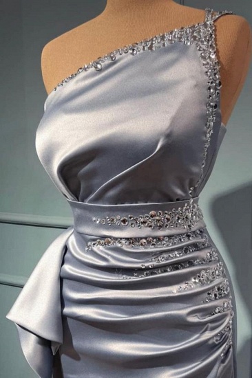 Bmbridal Silver One Shoulder Mermaid Prom Dress Long With Beads_3